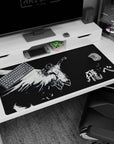 40x20 inches anime desk pad featuring a sporty angel mid-leap, arms spread, hair whipping, wings wide.