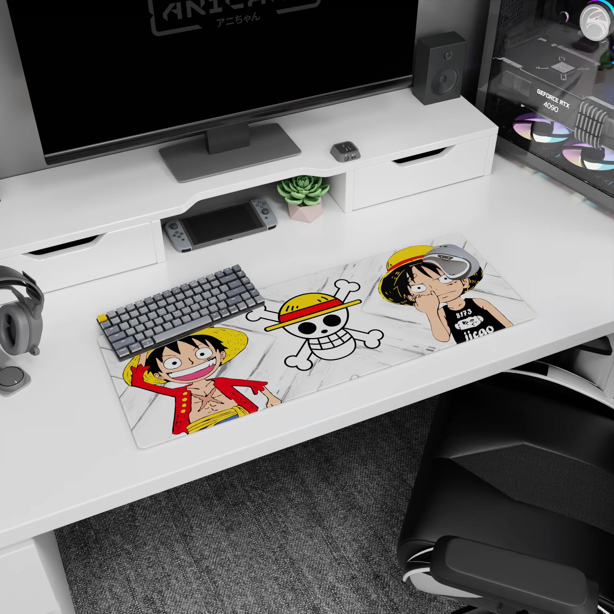 One Piece Deskmat | Mousepad | Deskpad - Straw Hat Duo Icon - AniChan