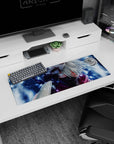 32x12 inches Naruto mouse pad showing Kakashi Hatake staring ahead, Sharingan glowing in drifting snow.