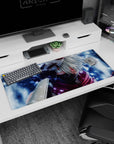 36x16 inches Naruto desk pad showing Kakashi Hatake in snow, Sharingan glowing through his iconic mask.
