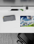 Dreamy blue-and-white anime mouse pad 14x10 inches with warm sail glow and crisp, calm night-play vibes.