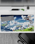 32x16 inches anime mouse pad in bright blues, icy whites, and deep shadows for a calm dreamy vibe.