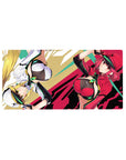 Arcade-cute anime girl mouse pad 32x16 inches with two sporty heroines and pop-art graphic streaks.