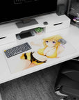 32x16 inches Hoshino Ruri mouse pad from Martian Successor Nadesico, smiling with purple eyes at desk.