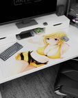 40x20 inches Hoshino Ruri from Martian Successor Nadesico desk pad, smiling blonde on white.