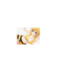 Classic anime girl mouse pad 14x10 inches with crisp print, white background and playful striped outfit.