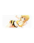28x12 inches anime girl mouse pad with golden-haired character in striped honey-yellow outfit on white background.