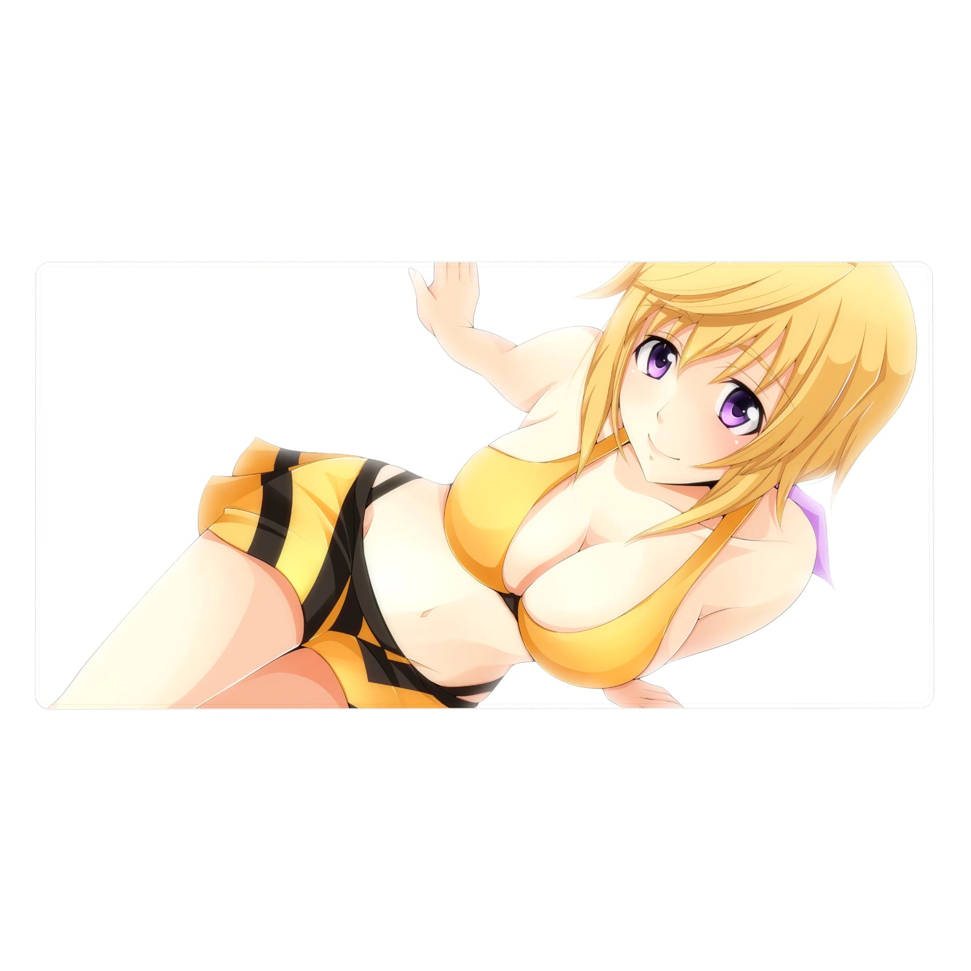40x20 inches anime girl desk pad with crisp print, white background, playful striped outfit design.
