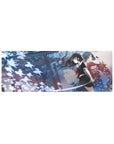 32x12 inches anime girl mouse pad with shrine-night torii gates, glowing butterflies, kimono and sailor girls.