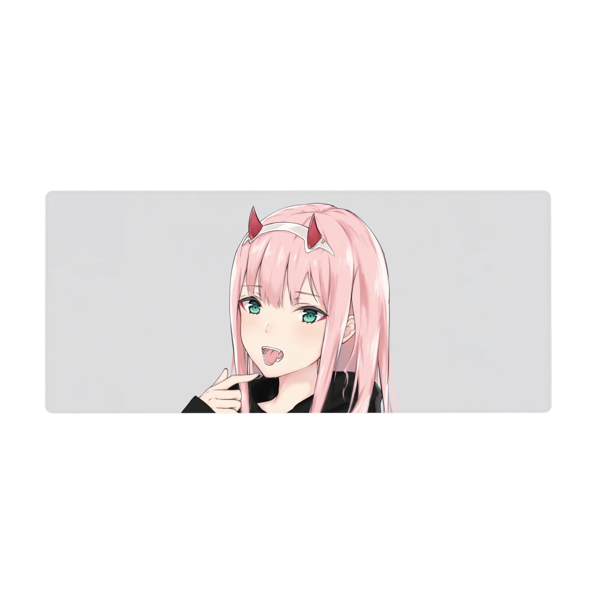 Zero Two Minimalist Grin Mouse Pad 36x16 with expressive theme for immersive focus and fan inspiration