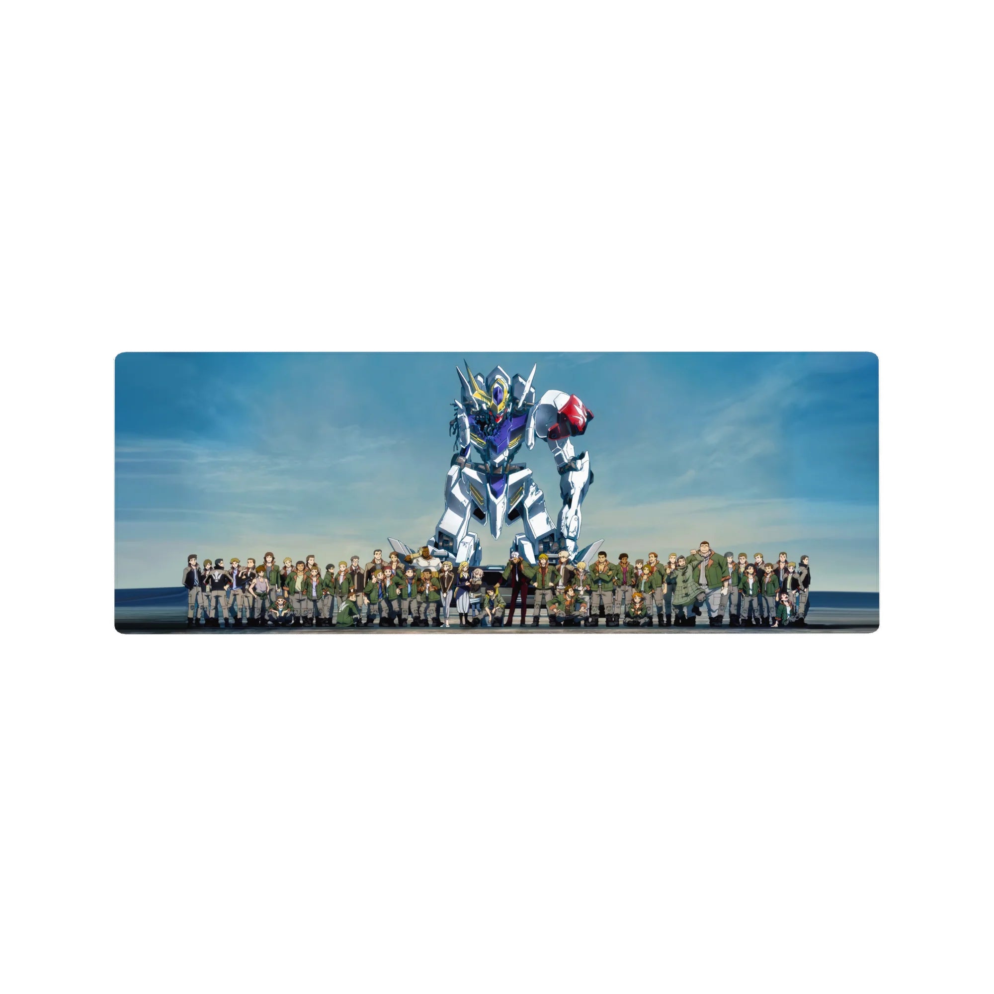 Mobile Suit Gundam Iron-Blooded Orphans Tekkadan with Gundam Barbatos anime mouse pad 32x12 inches.