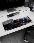 32x12 inches anime mouse pad featuring Gundam Astray Red Frame charging as a rival unit lurks in smoke.