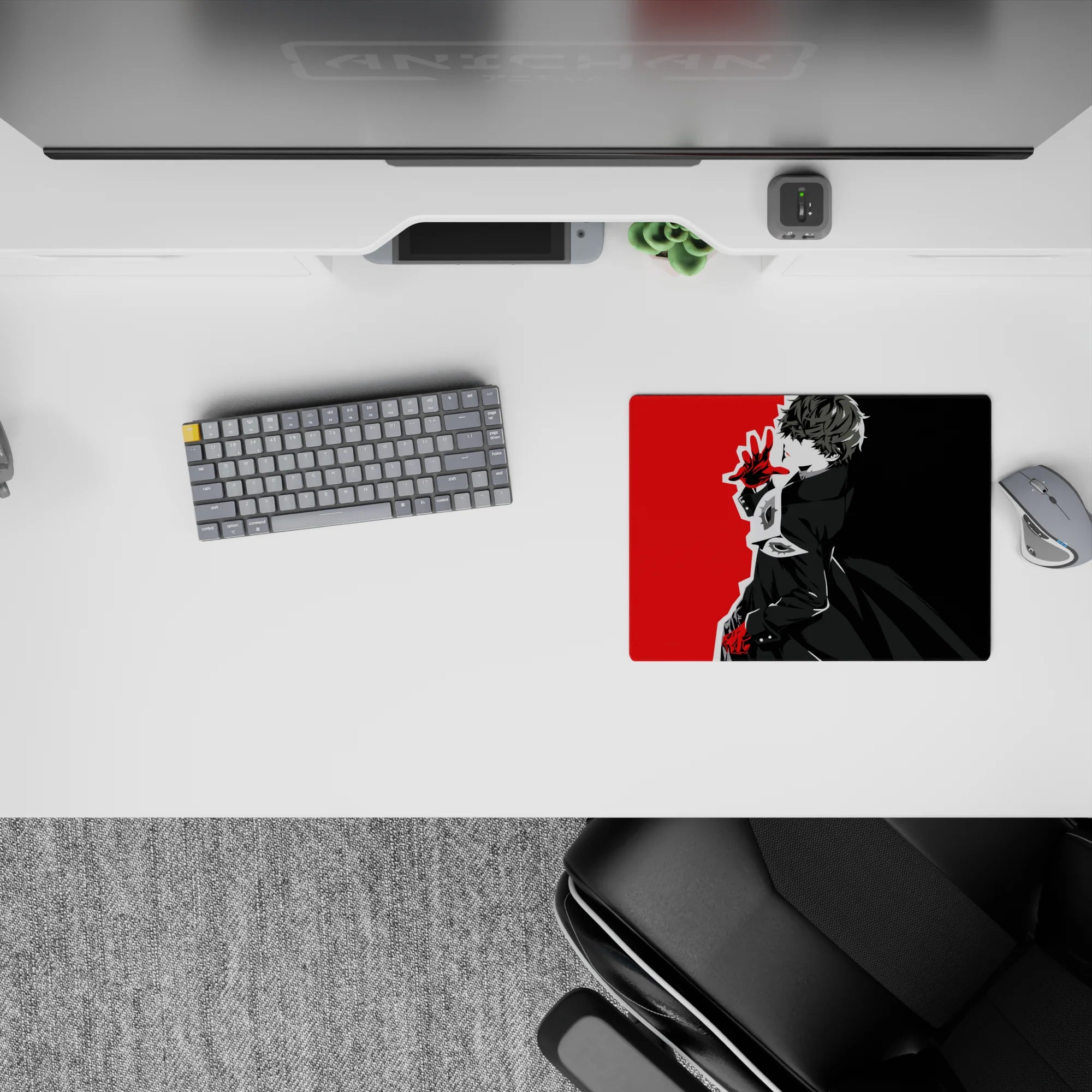 Joker from Persona 5 anime mouse pad, 14x10 inches, featuring black, white, and red design, captures Phantom Thief energy.