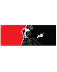Joker from Persona 5 anime mouse pad, 32x12 inches, black, white, and red design, showcasing his iconic Phantom Thief pose.