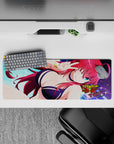 Anime mouse pad 32x12 inches featuring Rias Gremory from High School DxD Hero in a navy bikini under a moonlit sky.
