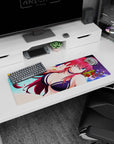 Rias Gremory in navy bikini, peace sign under moonlit sky on 32x12 inch mouse pad from High School DxD Hero.