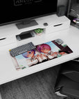 Rem and Ram anime mouse pad from Re:Zero, 28x12 inches. Features pastel colors and detailed art for a serene desk setup.