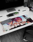 Anime desk pad featuring Rem and Ram from Re:Zero, 36x16 inches; soft pastels and vibrant tones for an inspiring setup.