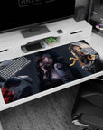 40x20 inches anime desk pad showing three sharp-eared girls with cool stares, ink hair, and a snake.