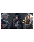 Dark fantasy anime girl mouse pad 32x16 inches with three elf-eared girls, snake cameo, butterflies.