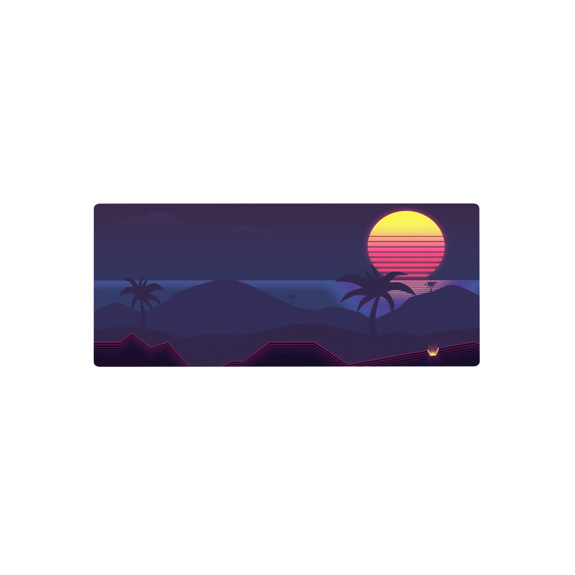 Retrowave - Vaporwave Deskmat | Mousepad | Deskpad - Midnight Tropic Glow - AniChan