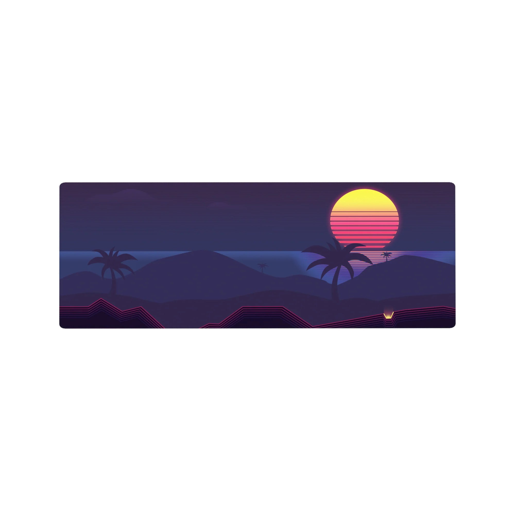 Retrowave - Vaporwave Deskmat | Mousepad | Deskpad - Midnight Tropic Glow - AniChan