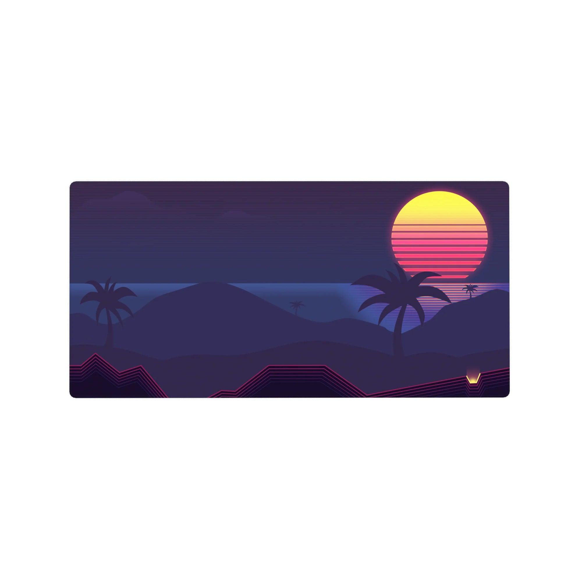 Retrowave - Vaporwave Deskmat | Mousepad | Deskpad - Midnight Tropic Glow - AniChan