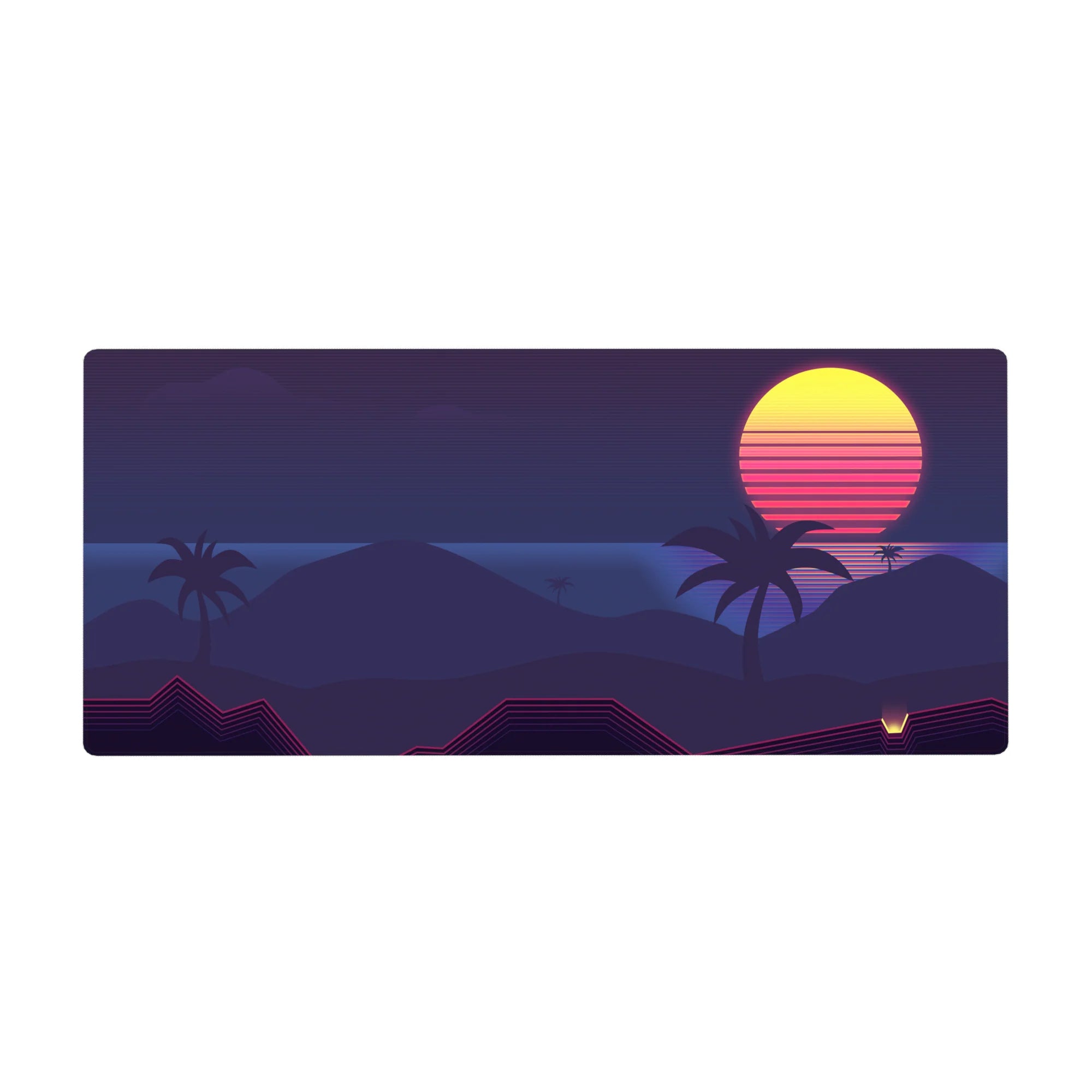 Retrowave - Vaporwave Deskmat | Mousepad | Deskpad - Midnight Tropic Glow - AniChan