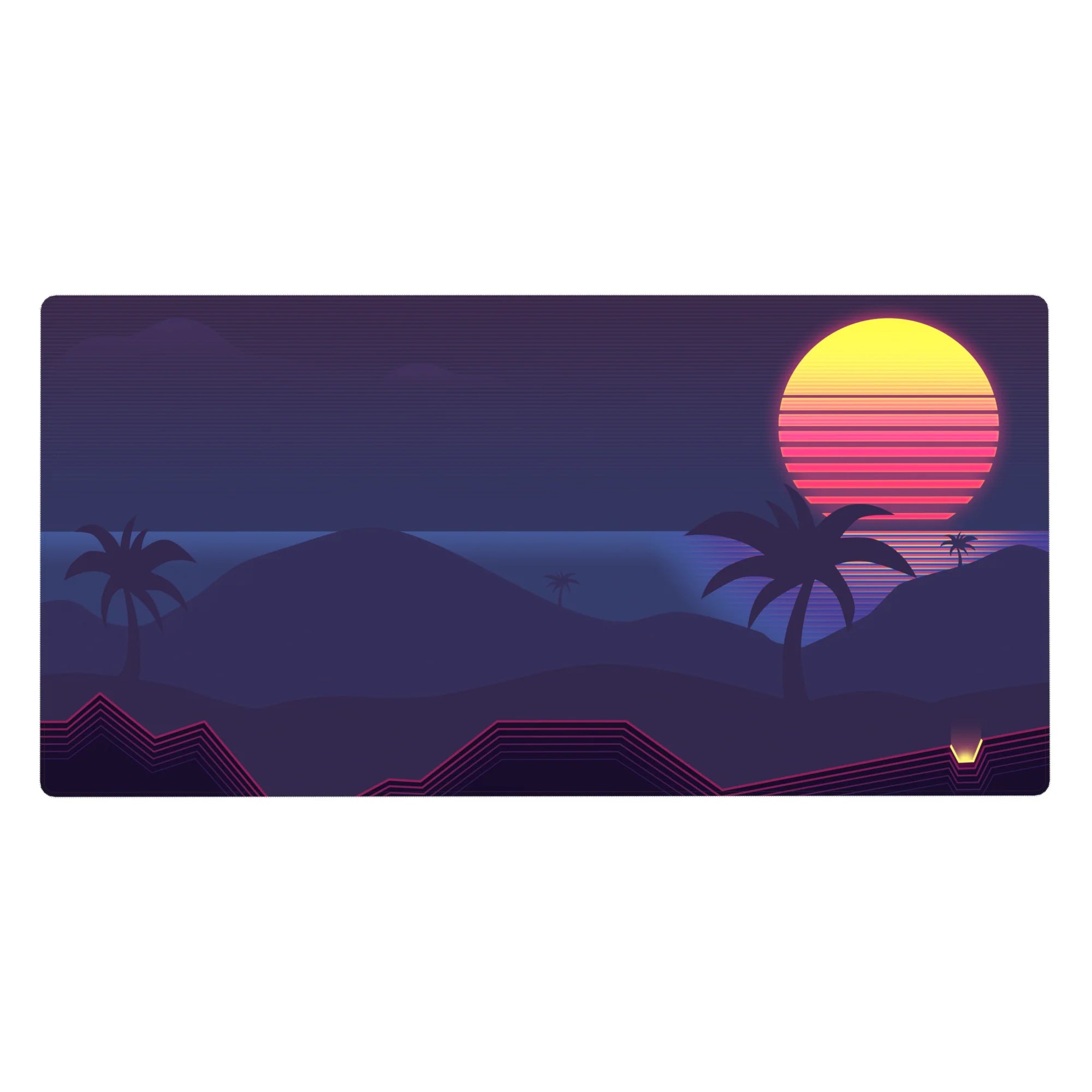 Retrowave - Vaporwave Deskmat | Mousepad | Deskpad - Midnight Tropic Glow - AniChan