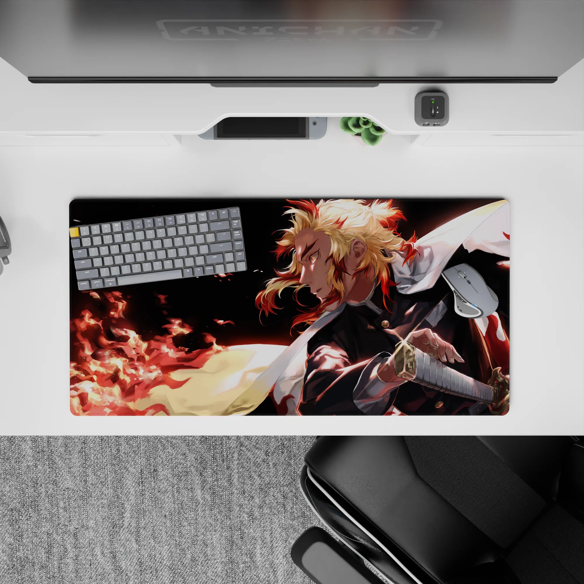 Demon Slayer Deskmat | Mousepad | Deskpad - Rengoku&#39;s Blazing Resolve - AniChan