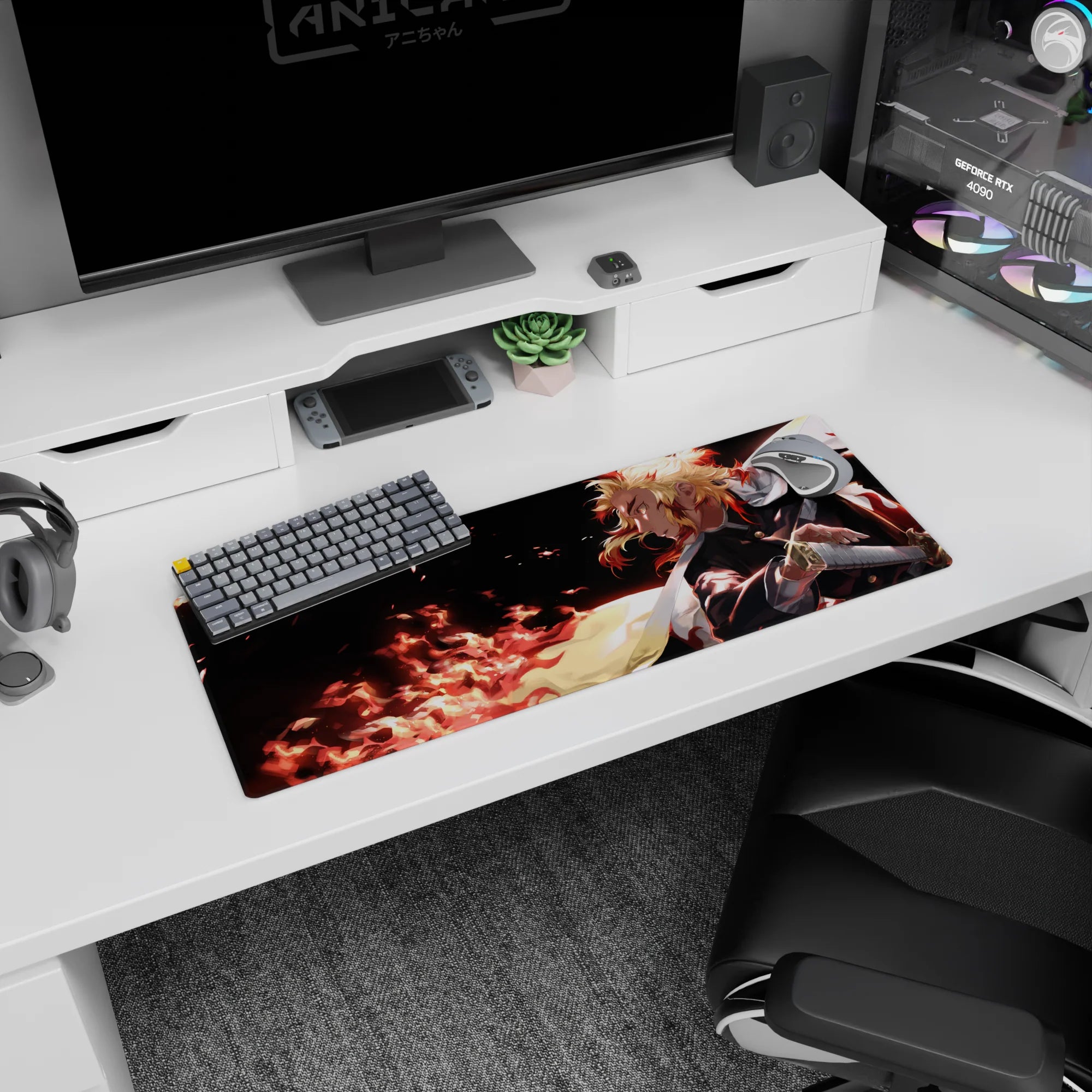 Demon Slayer Deskmat | Mousepad | Deskpad - Rengoku&#39;s Blazing Resolve - AniChan