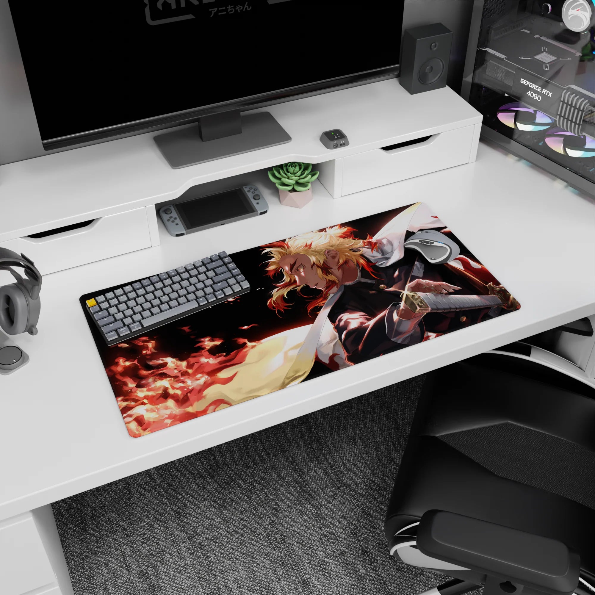 Demon Slayer Deskmat | Mousepad | Deskpad - Rengoku&#39;s Blazing Resolve - AniChan