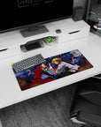 28x12 inches anime mouse pad showing brothers in a split-second blade duel, firefly sparks and tense stares.