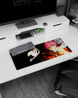 28x12 inches Fairy Tail mouse pad featuring Natsu Dragneel with battle marks, scarf flowing, arm blazing.