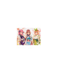 14x10 inches classic anime girl mouse pad with five kimono girls, floral patterns, petals, and cute poses.