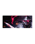 28x12 inches anime mouse pad with steel-helmed warrior, fur cloak, embers, and a crimson slash.
