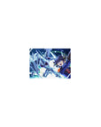 Classic anime mouse pad 14x10 inches with silver dragon dive, duelist pose, electric arcs and techno halo.