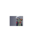Classic anime mouse pad 14x10 inches featuring Kakashi with Pakkun on a clean gray background.
