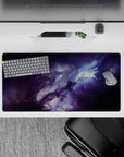 Calming 32x16 inches mouse pad in smoky purples and midnight blues, perfect for late-night work.