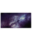Galaxy nebula desk mouse pad 32x16 inches with smoky gradients, star specks, and light blooms.