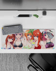 32x12 inches anime girl mouse pad in sunlit blues and candy colors, playful winks and blushy smiles.