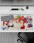 32x16 inches anime girl mouse pad in sunlit blues and candy colors, playful winks and blushy smiles.