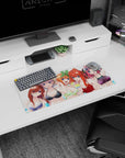 28x12 inches anime girl mouse pad featuring a red frilly bikini girl sipping a rainbow drink at the beach.