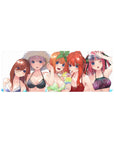 32x12 inches anime girl mouse pad with five bikini-clad girls in a crowded beach-day print.