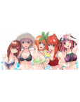 32x16 inches anime girl mouse pad with five bikini girls in a crowded beach scene, glossy cute print.