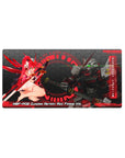 32x16 inches anime mouse pad with Gundam Astray Red Frame Kai, neon HUD rings, and dark hex tech.