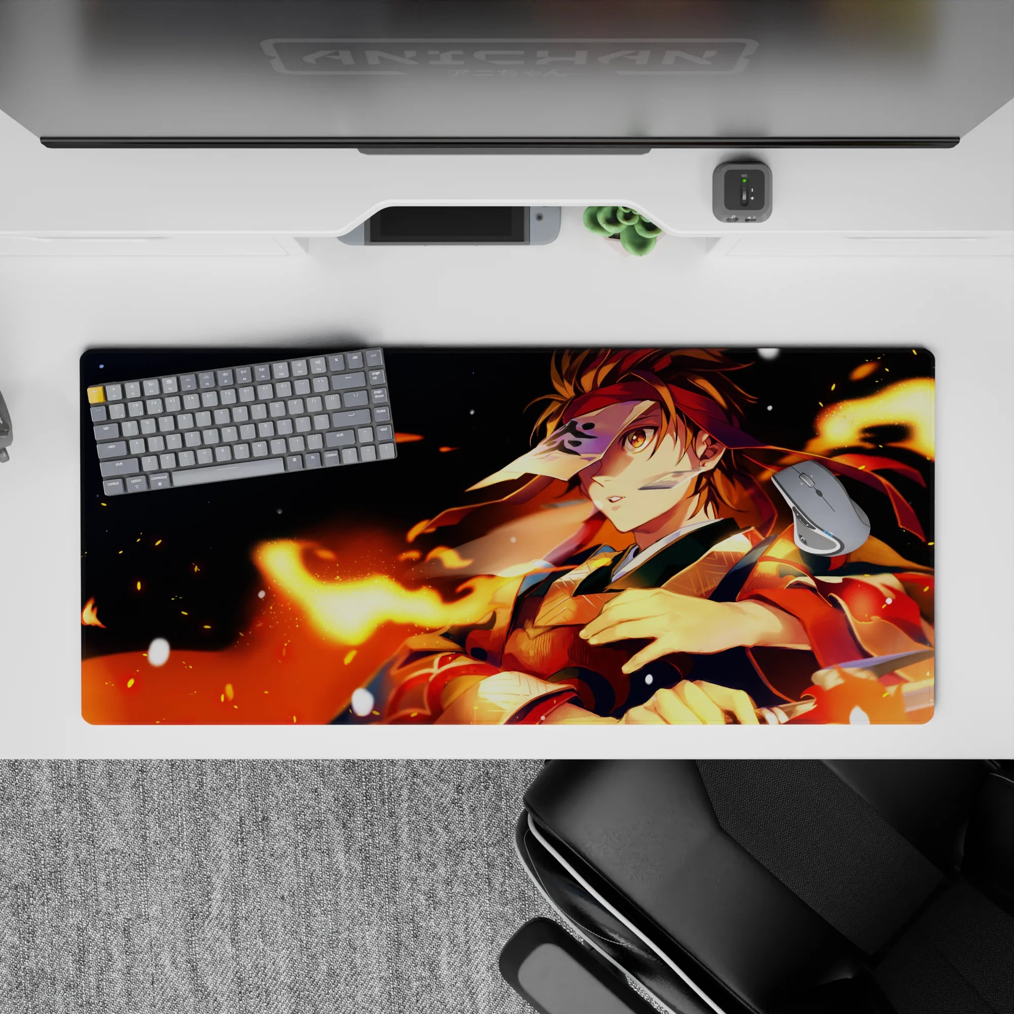 Demon Slayer Deskmat | Mousepad | Deskpad - Flaming Warrior's Resolve - AniChan