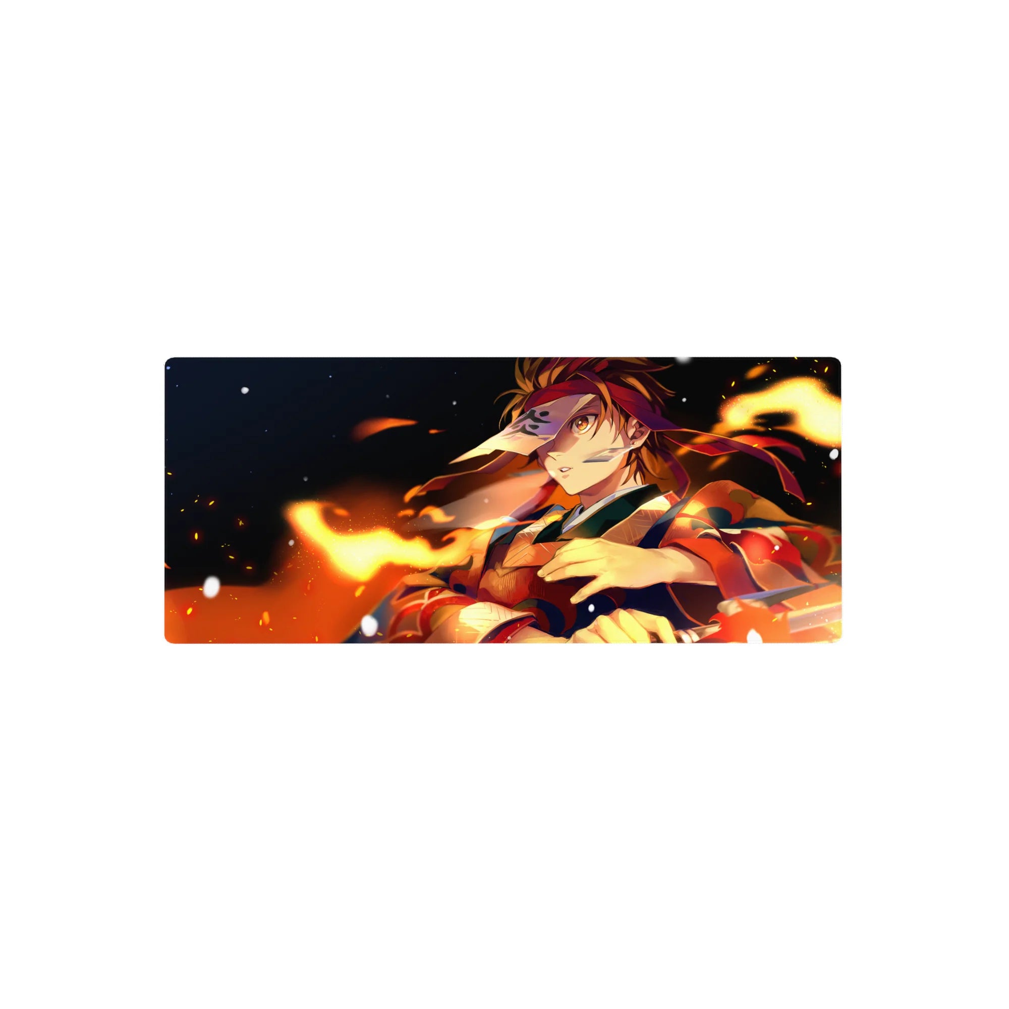 Demon Slayer Deskmat | Mousepad | Deskpad - Flaming Warrior&#39;s Resolve - AniChan