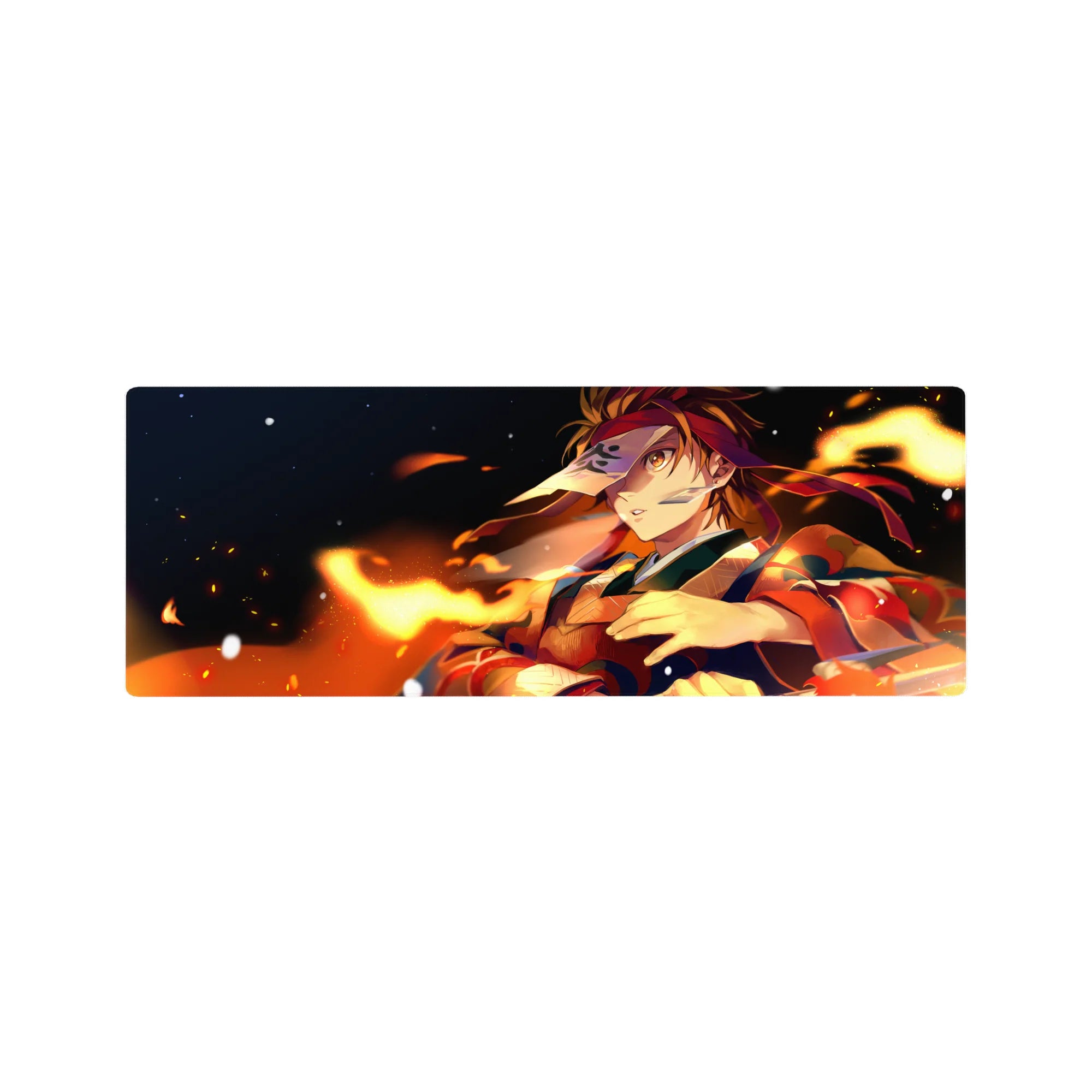 Demon Slayer Deskmat | Mousepad | Deskpad - Flaming Warrior&#39;s Resolve - AniChan