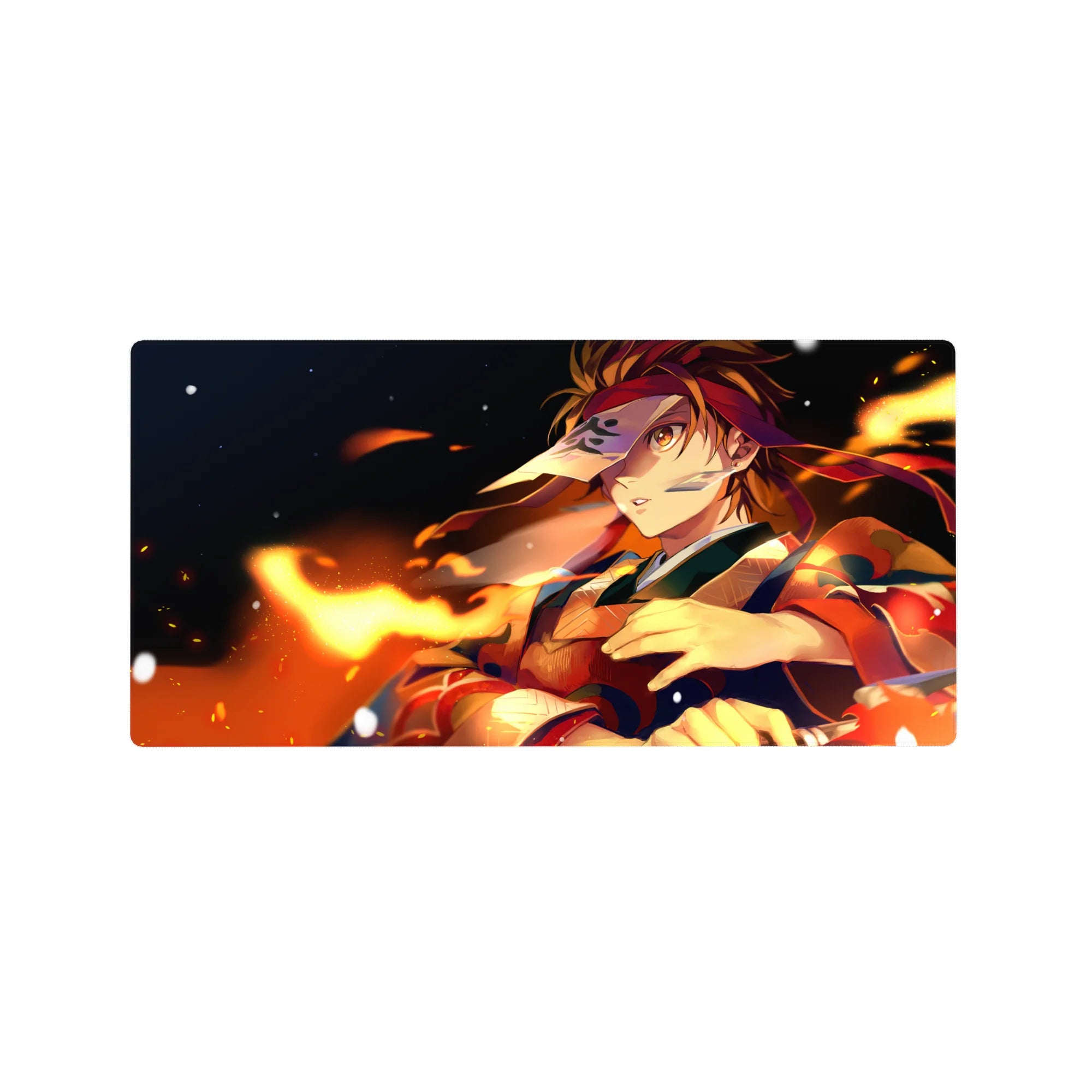 Demon Slayer Deskmat | Mousepad | Deskpad - Flaming Warrior&#39;s Resolve - AniChan